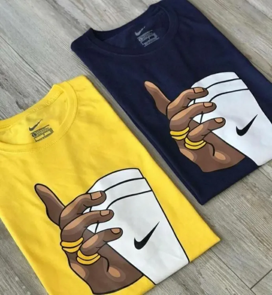 Hand WIth Cup Printed Cotton Half Sleeves O Neck Tshirt For Men & Boys