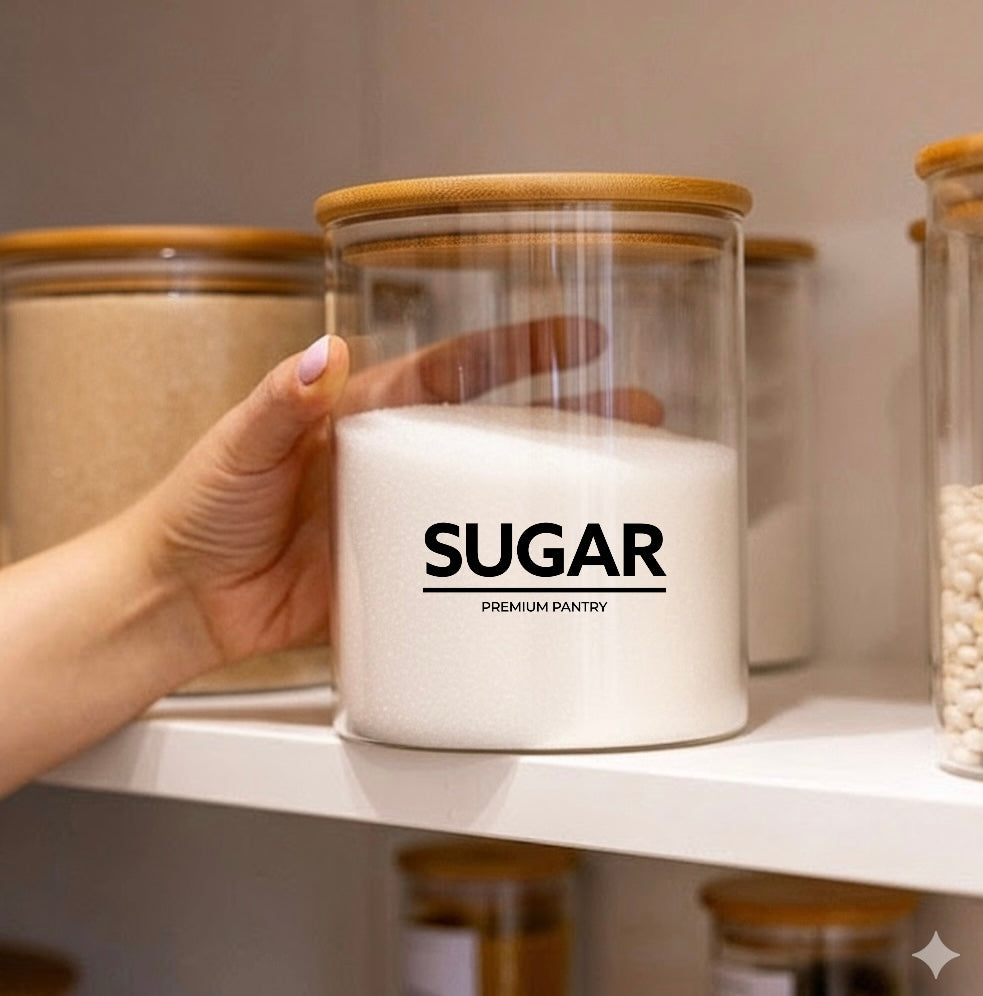 Glass Jars with Bamboo lid Kitchen Pantry Airtight jars for Sugar and Tea 680Grams