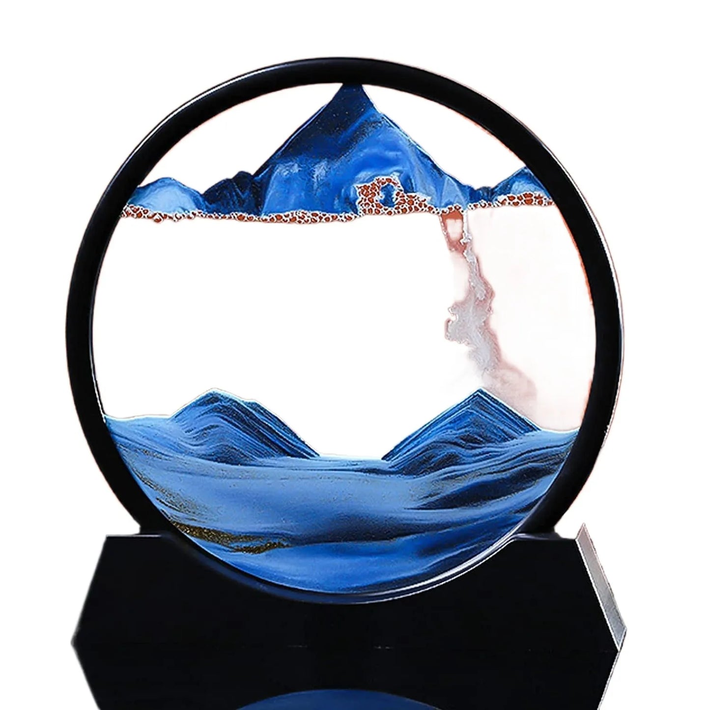 Sandscape Painting - Sand Clock - Moving Sand Art - Hourglass Sand Timer - 3D Moving Sand Mountain Lamp with Metal Stand - Showpiece - Home Decoration