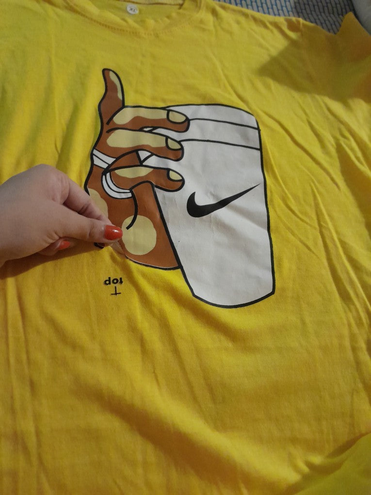 Hand WIth Cup Printed Cotton Half Sleeves O Neck Tshirt For Men & Boys