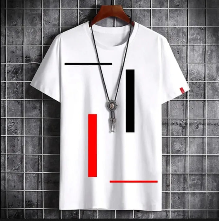 Vartical Strip Printed summer Half Sleeves O Neck T shirt For Men And Boys