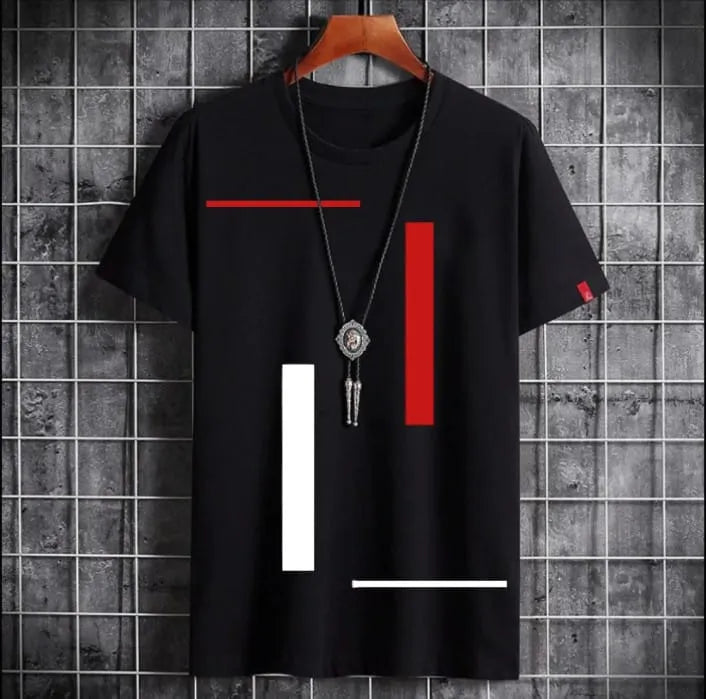 Vartical Strip Printed summer Half Sleeves O Neck T shirt For Men And Boys