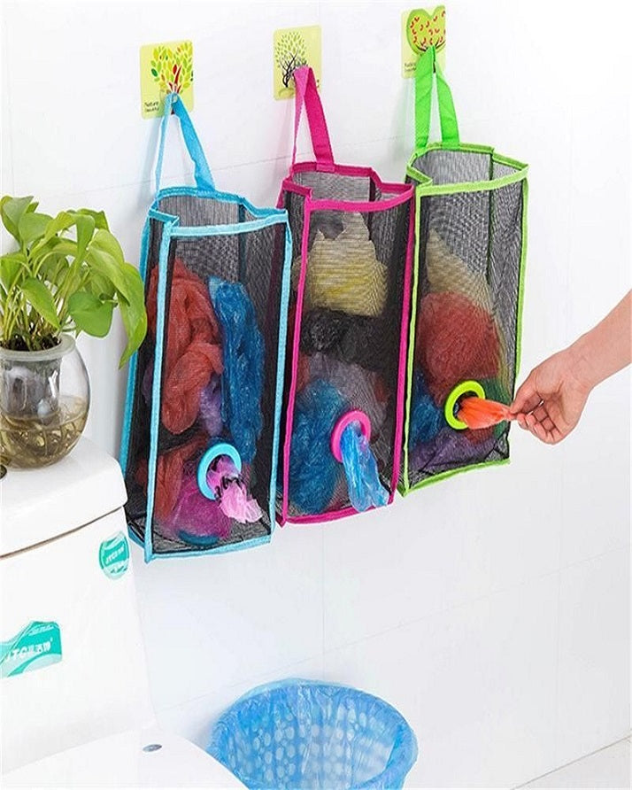 Plastic Shopping Bag Storage Basket Kitchen Accessories Reusable Grocery Potatoes Garbage Bag Holder