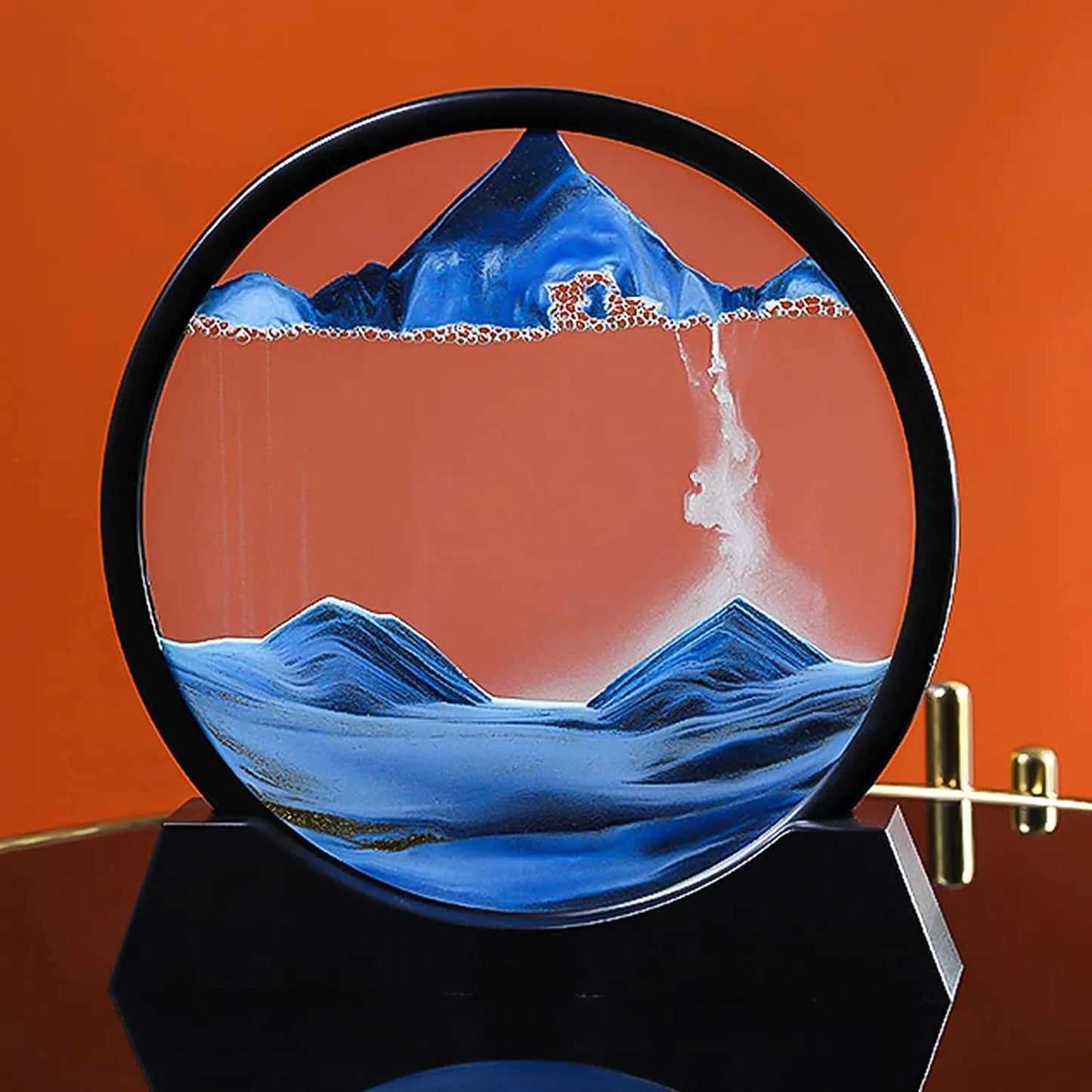 Sandscape Painting - Sand Clock - Moving Sand Art - Hourglass Sand Timer - 3D Moving Sand Mountain Lamp with Metal Stand - Showpiece - Home Decoration