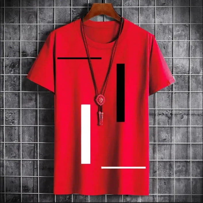 Vartical Strip Printed summer Half Sleeves O Neck T shirt For Men And Boys