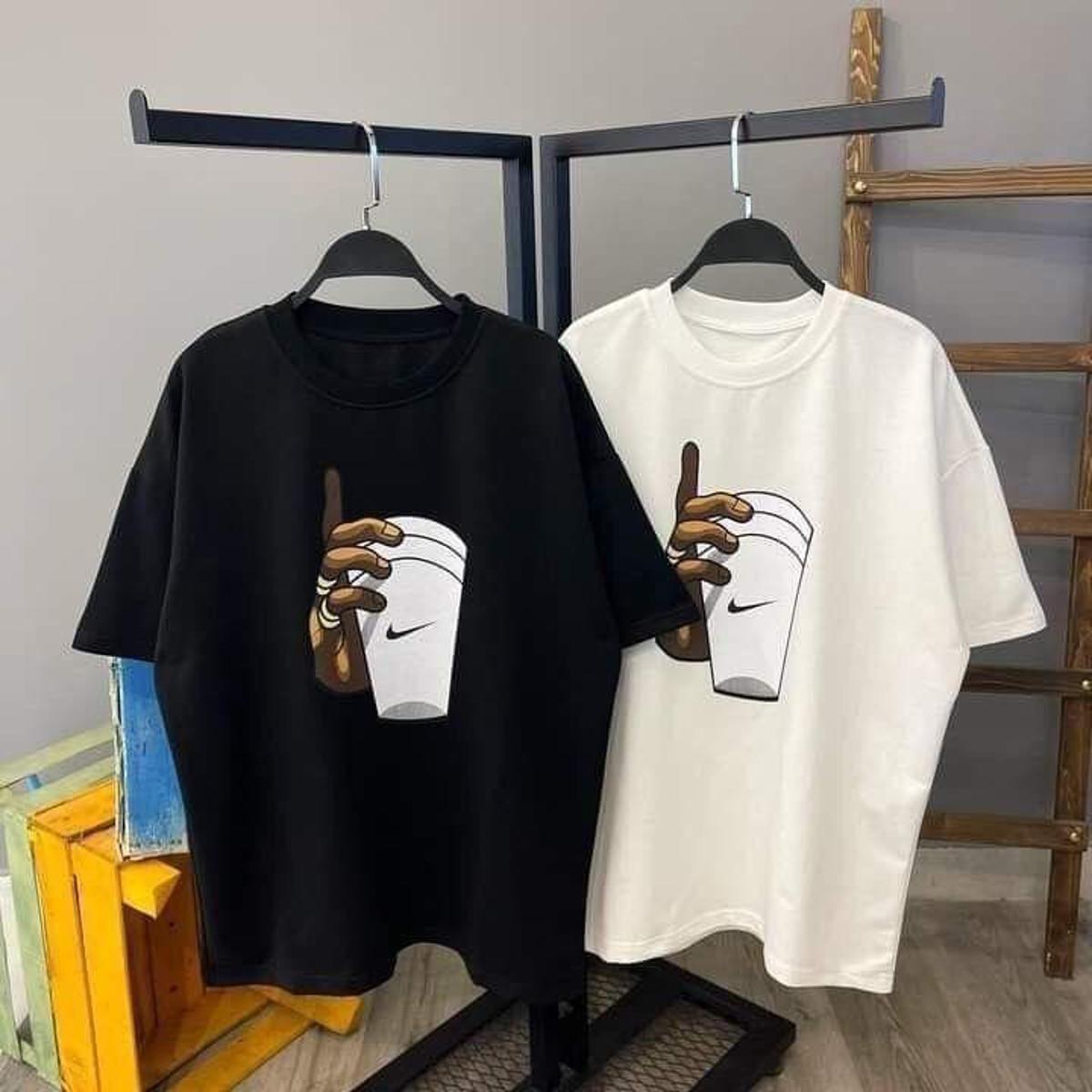 Hand WIth Cup Printed Cotton Half Sleeves O Neck Tshirt For Men & Boys