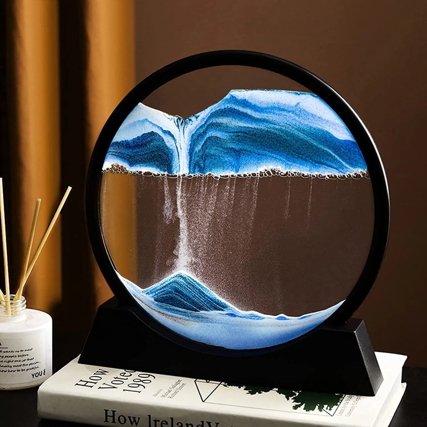 Sandscape Painting - Sand Clock - Moving Sand Art - Hourglass Sand Timer - 3D Moving Sand Mountain Lamp with Metal Stand - Showpiece - Home Decoration